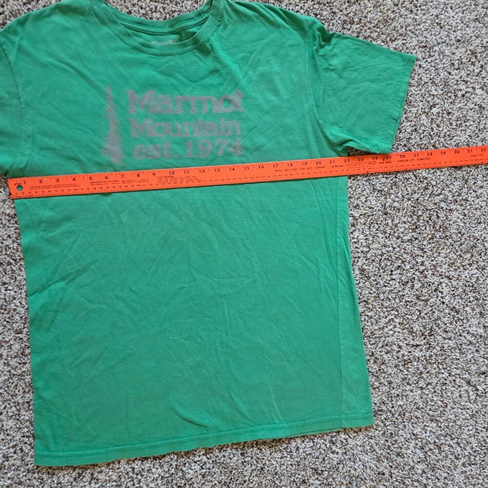 Marmot 100% Organic Cotton Graphic T-Shirt Men's Lg Green Mountain 1974 Logo - Picture 4 of 7